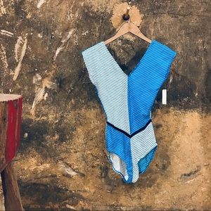 Vintage Blue and White Striped One Piece Bodysuit